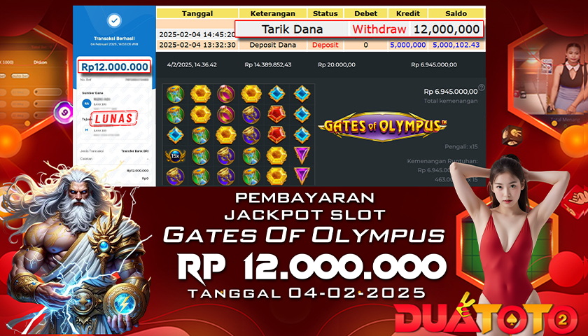 BUKTI PEMBAYARAN JACKPOT SLOT GATES OF OLYMPUS 04-02-2025