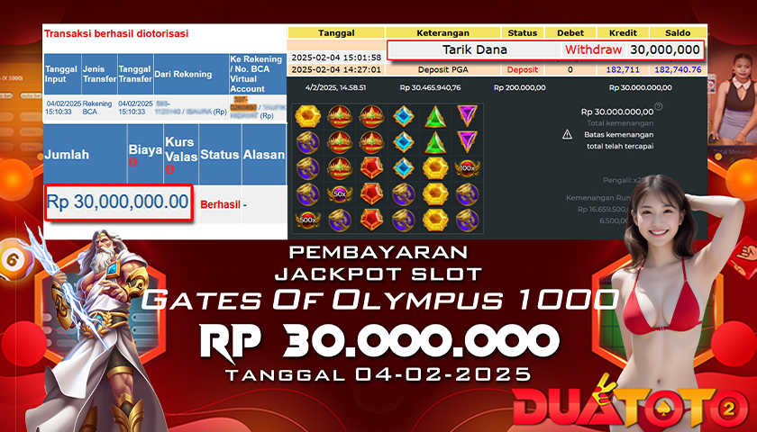 BUKTI PEMBAYARAN JACKPOT SLOT GATES OF OLYMPUS 1000 04-02-2025
