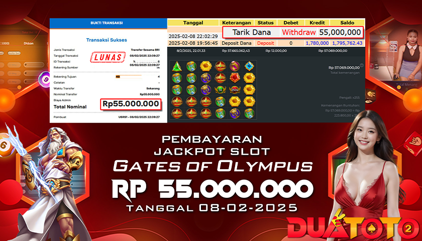 BUKTI PEMBAYARAN JACKPOT SLOT GATES OF OLYMPUS 08-02-2025