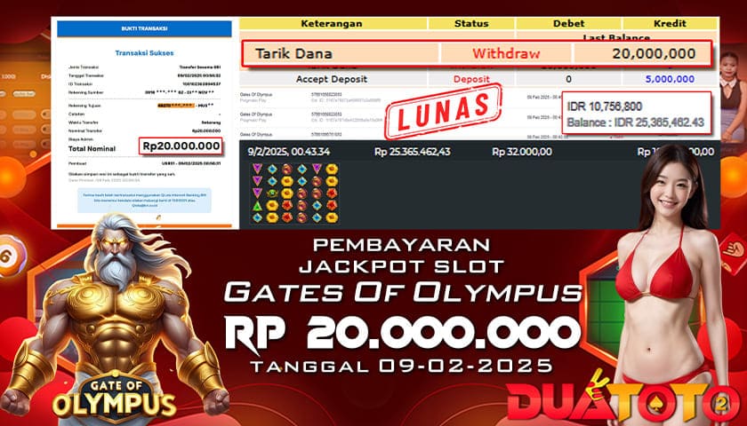 BUKTI PEMBAYARAN JACKPOT SLOT GATES OF OLYMPUS 09-02-2025
