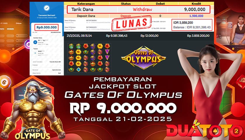 BUKTI PEMBAYARAN JACKPOT SLOT GATES OF OLYMPUS 21-02-2025