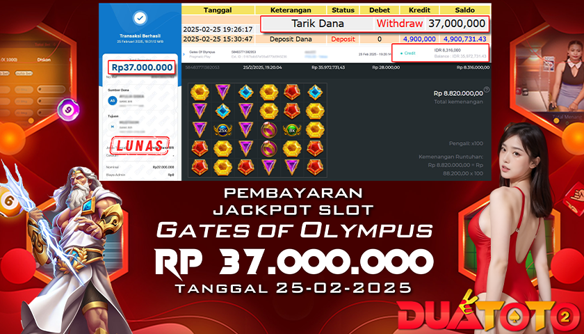 BUKTI PEMBAYARAN JACKPOT SLOT GATES OF OLYMPUS 25-02-2025