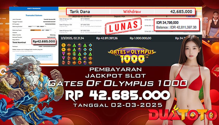 BUKTI PEMBAYARAN JACKPOT SLOT GATES OF OLYMPUS 1000 02-03-2025