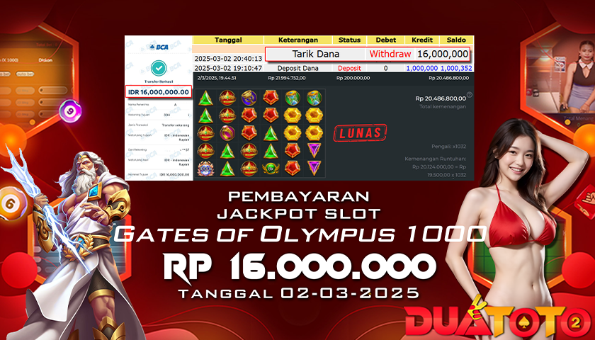 BUKTI PEMBAYARAN JACKPOT SLOT GATES OF OLYMPUS 1000 02-03-2025