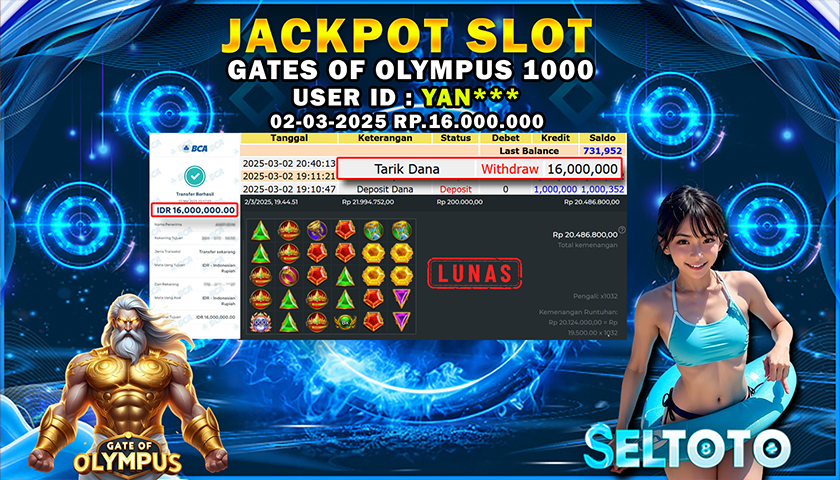 BUKTI PEMBAYARAN JACKPOT SLOT GATES OF OLYMPUS 02-03-2025