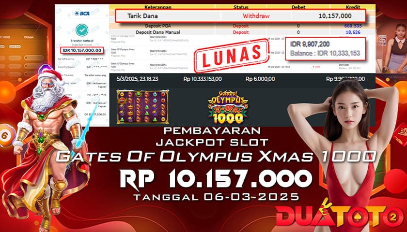 BUKTI PEMBAYARAN JACKPOT SLOT GATES OF OLYMPUS XMAS 1000 06-03-2025
