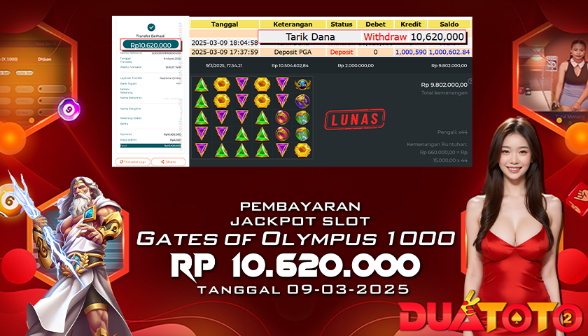 BUKTI PEMBAYARAN JACKPOT SLOT GATES OF OLYMPUS 1000 09-03-2025