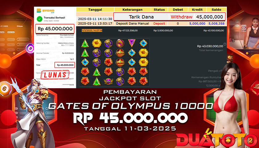 BUKTI PEMBAYARAN JACKPOT SLOT GATES OF OLYMPUS 1000 11-03-2025