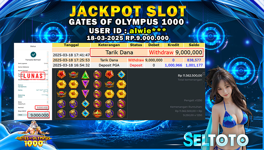 BUKTI PEMBAYARAN JACKPOT SLOT GATES OF OLYMPUS 1000 18-03-2025