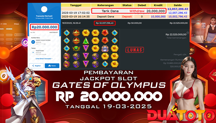 BUKTI PEMBAYARAN JACKPOT SLOT GATES OF OLYMPUS 19-03-2025