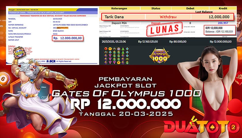 BUKTI PEMBAYARAN JACKPOT SLOT GATES OF OLYMPUS 1000 20-03-2025