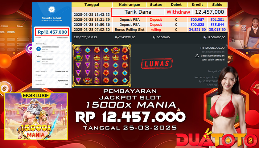 BUKTI PEMBAYARAN JACKPOT SLOT 15000X MANIA 25-03-2025