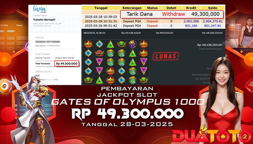 BUKTI PEMBAYARAN JACKPOT SLOT GATES OF OLYMPUS 1000 28-03-2025