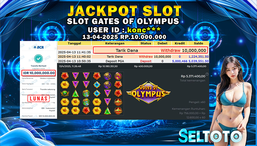 BUKTI PEMBAYARAN JACKPOT SLOT GATES OF OLYMPUS 13-04-2025