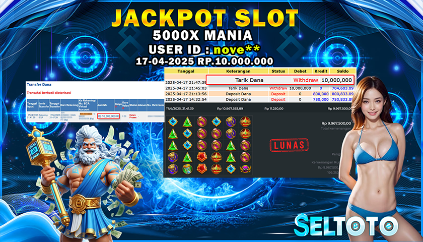 BUKTI PEMBAYARAN JACKPOT SLOT 5000X MANIA 17-04-2025