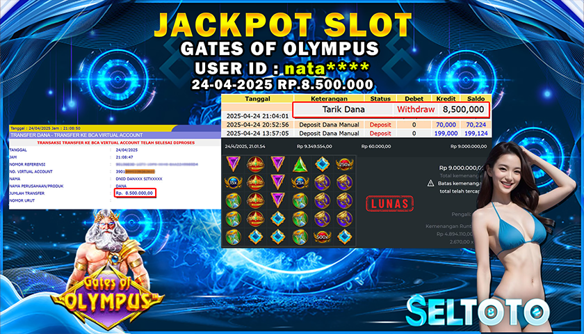 BUKTI PEMBAYARAN JACKPOT SLOT GATES OF OLYMPUS 24-04-2025