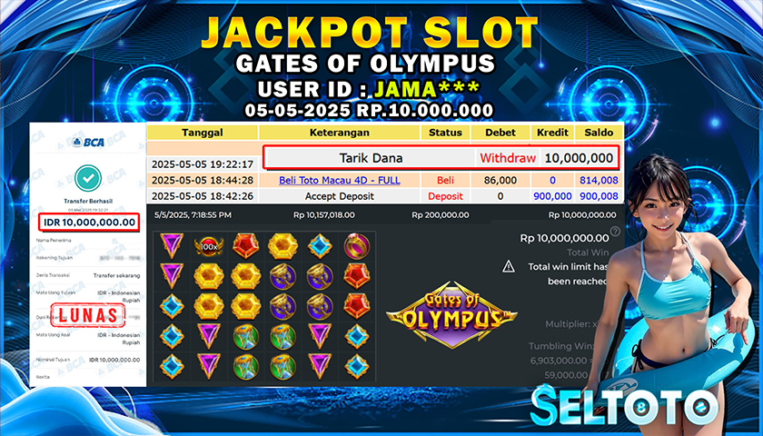 BUKTI PEMBAYARAN JACKPOT SLOT GATES OF OLYMPUS 05-05-2025