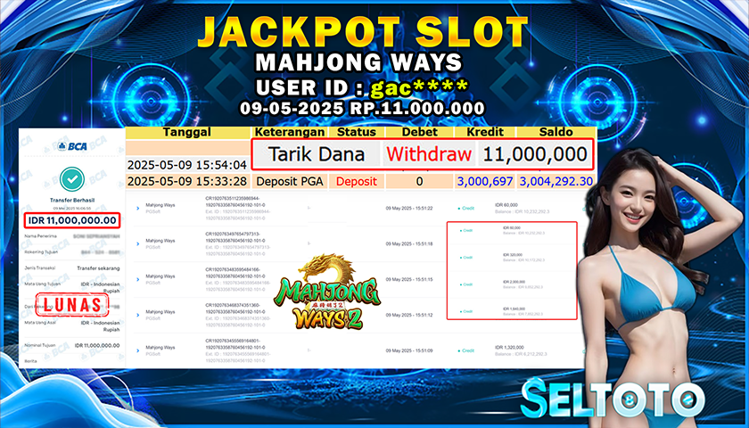 BUKTI PEMBAYARAN JACKPOT SLOT MAHJONG WAYS 2 09-05-2025