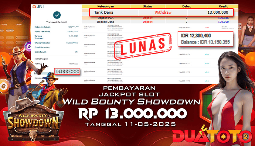 BUKTI PEMBAYARAN JACKPOT SLOT WILD BOUNTY SHOWDOWN  11-05-2025