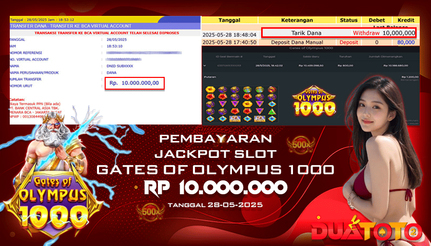 BUKTI PEMBAYARAN JACKPOT SLOT GATES OF OLYMPUS 28-05-2025