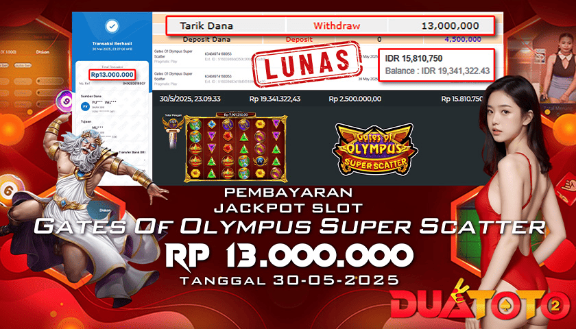 BUKTI PEMBAYARAN JACKPOT SLOT GATES OF OLYMPUS SUPER SCETTER 31-05-2025