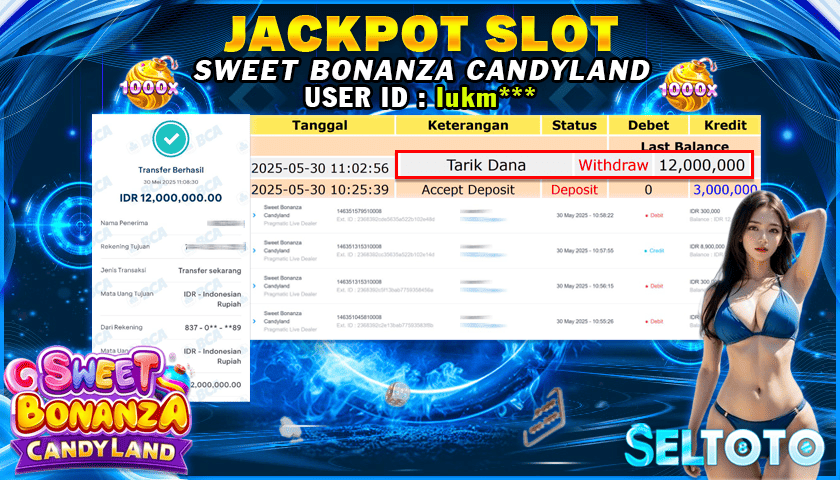 BUKTI PEMBAYARAN JACKPOT SWEET BONANZA CANDYLAND 30-05-2025