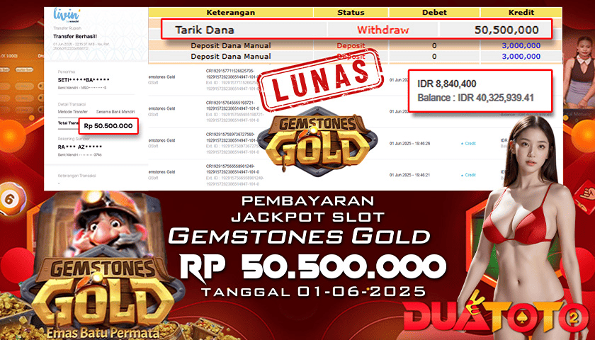 BUKTI PEMBAYARAN JACKPOT SLOT GAMESTONES GOLD 01-06-2025