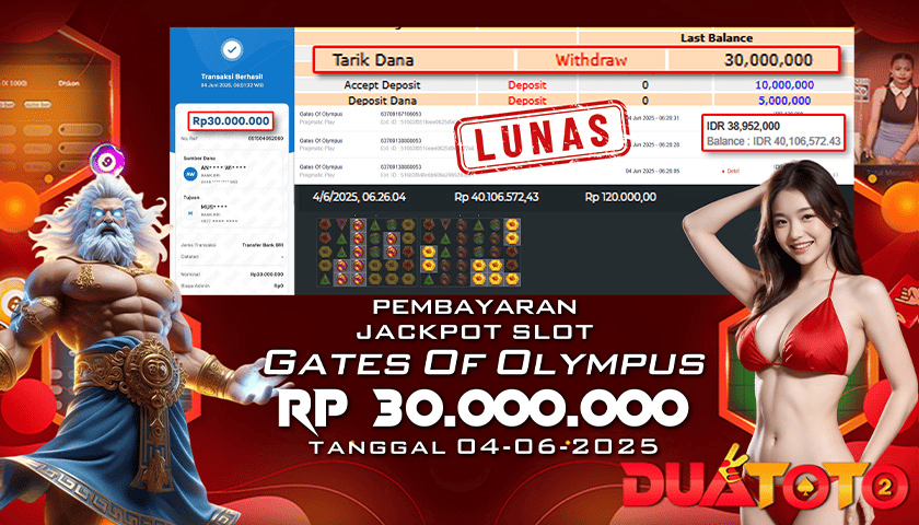 BUKTI PEMBAYARAN JACKPOT SLOT GATES OF OLYMPUS 04-06-2025