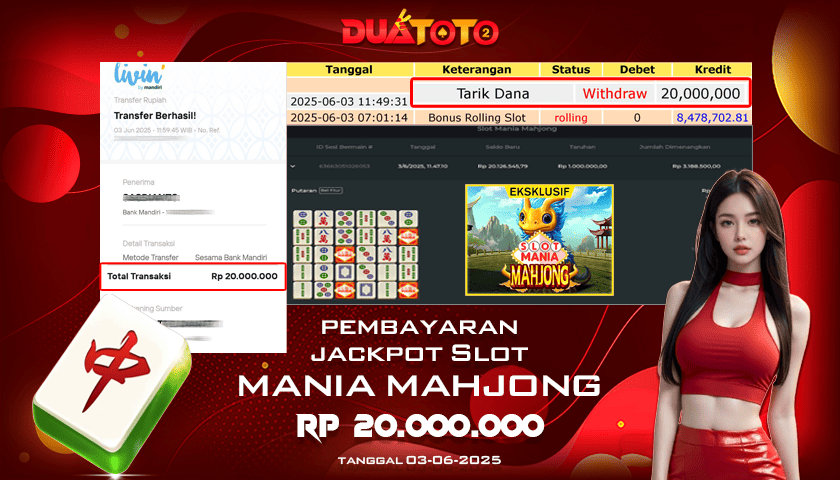 BUKTI PEMBAYARAN JACKPOT SLOT MAHJONG WAYS 03-06-2025