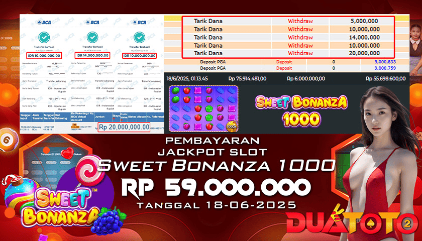 BUKTI PEMBAYARAN JACKPOT SLOT SWEET BONANZA 1000 18-06-2025