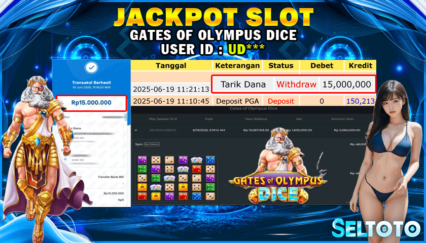 BUKTI PEMBAYARAN JACKPOT SLOT GATES OF OLYMPUS DICE 19-06-2025
