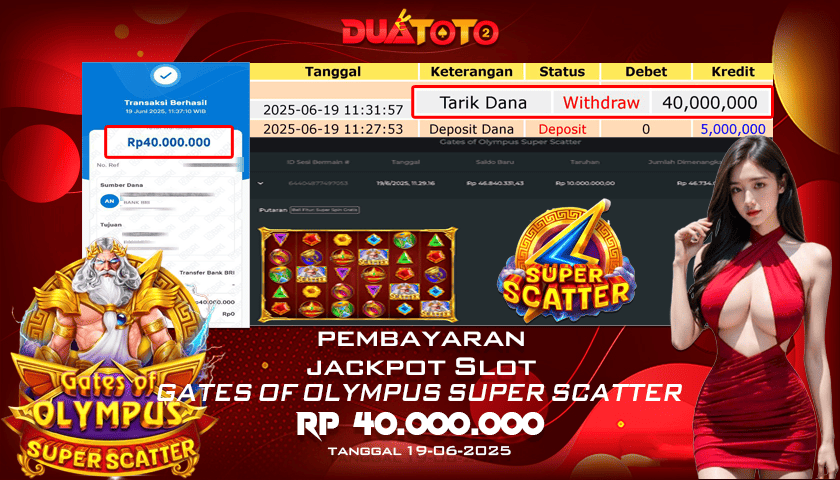 BUKTI PEMBAYARAN JACKPOT SLOT GATES OF OLYMPUS SUPER SCATTER 19-06-2025