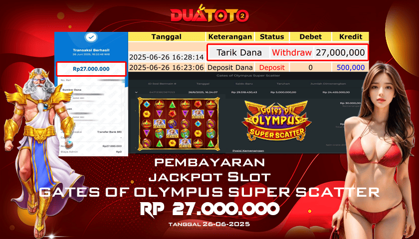BUKTI PEMBAYARAN JACKPOT SLOT GATES OF OLYMPUS SUPER SCATTER 26-06-2025