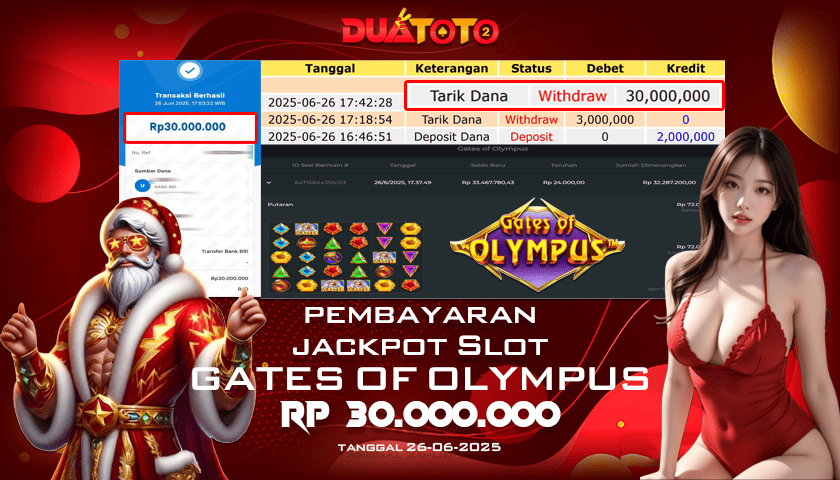 BUKTI PEMBAYARAN JACKPOT SLOT GATES OF OLYMPUS  26-06-2025