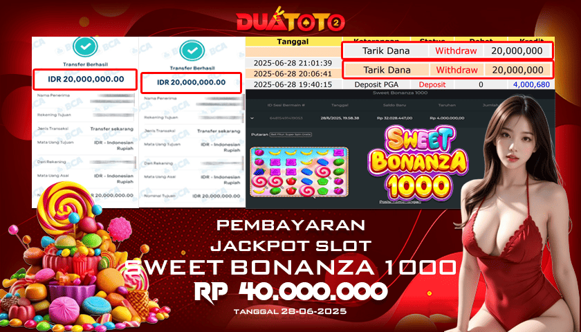 BUKTI PEMBAYARAN JACKPOT SLOT SWEET BONANZA 1000 28-06-2025