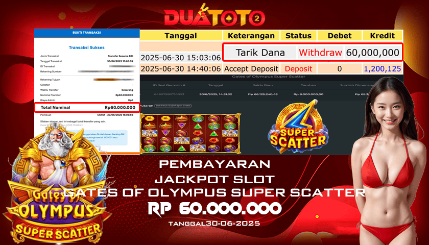 BUKTI PEMBAYARAN JACKPOT SLOT GATES OF OLYMPUS  SUPER SCATTER  30-06-2025