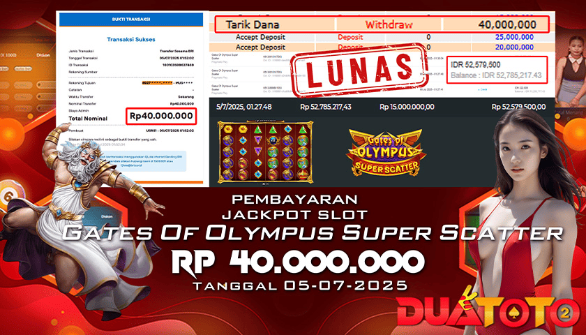 BUKTI PEMBAYARAN JACKPOT SLOT  GATES OF OLYMPUS SUPER SCATTER 05-07-2025