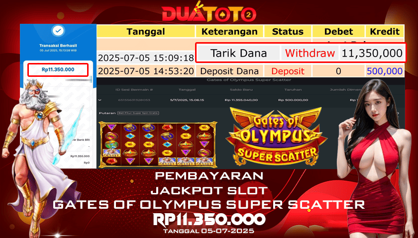 BUKTI PEMBAYARAN JACKPOT SLOT  GATES OF OLYMPUS SUPER SCATTER 05-07-2025