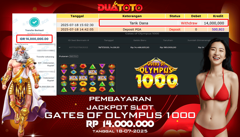 BUKTI PEMBAYARAN JACKPOT SLOT GATES OF OLYMPUS 1000 18-07-2025