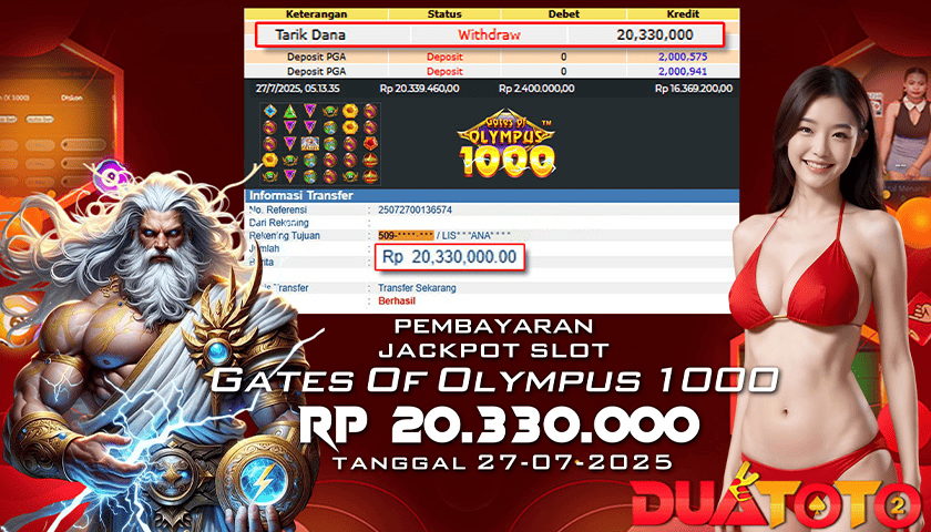 BUKTI PEMBAYARAN JACKPOT SLOT GATES OF OLYMPUS 1000 27-07-2025