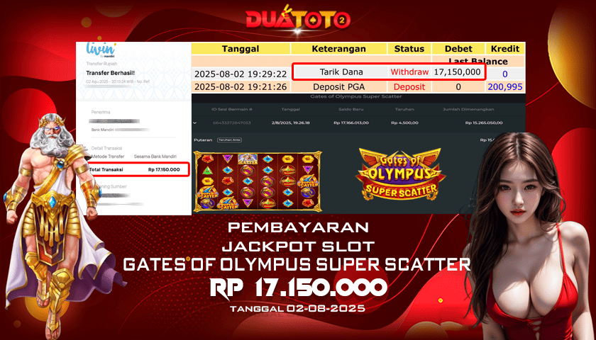 BUKTI PEMBAYARAN JACKPOT SLOT GATES OF OLYMPUS SUPER SCATTER 02-08-2025