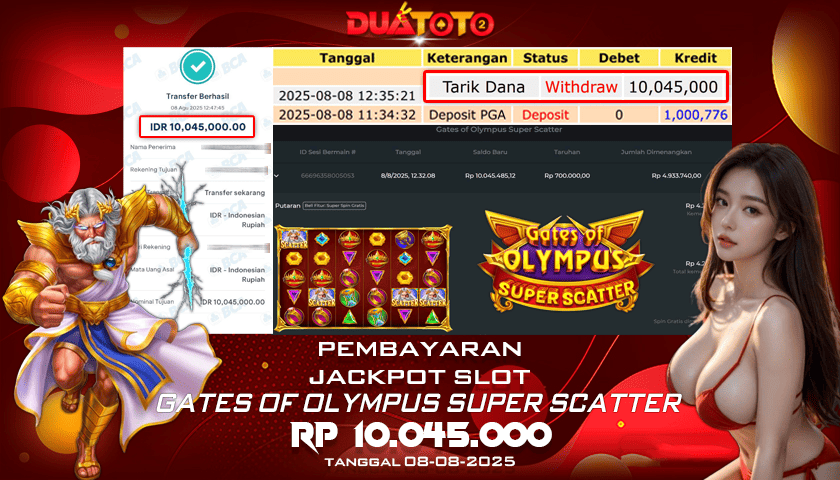 BUKTI PEMBAYARAN JACKPOT SLOT GATES OF OLYMPUS SUPER SCATTER 08-08-2025