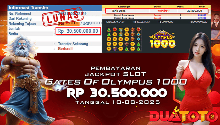 BUKTI PEMBAYARAN JACKPOT SLOT GATES OF OLYMPUS 1000 10-08-2025