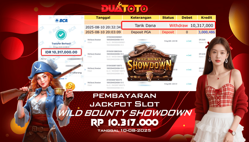 BUKTI PEMBAYARAN JACKPOT SLOT WILD BOUNTY SHOWDOWN 10-08-2025