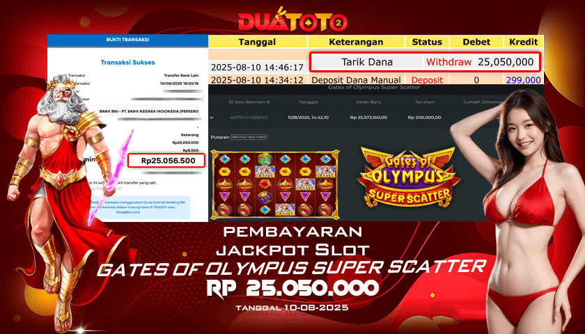 BUKTI PEMBAYARAN JACKPOT SLOT GATES OF OLYMPUS SUPER SCATTER 10-08-2025