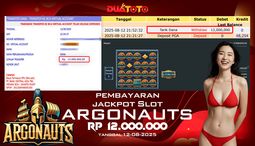 BUKTI PEMBAYARAN JACKPOT SLOT ARGONAUTS 12-08-2025