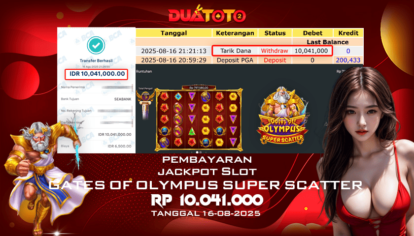 BUKTI PEMBAYARAN JACKPOT SLOT GATES OF OLYMPUS SUPER SCATTER 16-08-2025