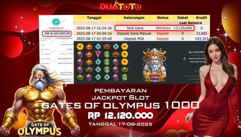 BUKTI PEMBAYARAN JACKPOT SLOT GATES OF OLYMPUS 1000 17-08-2025