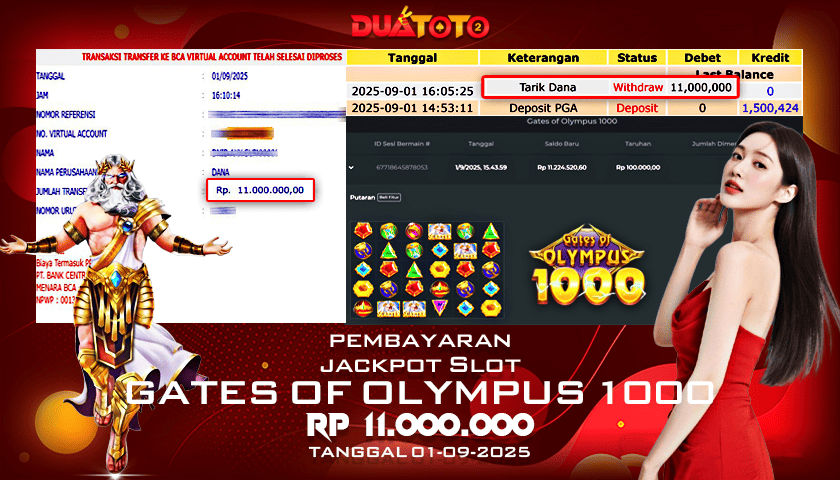 BUKTI PEMBAYARAN JACKPOT SLOT GATES OF OLYMPUS 1000 01-09-2025