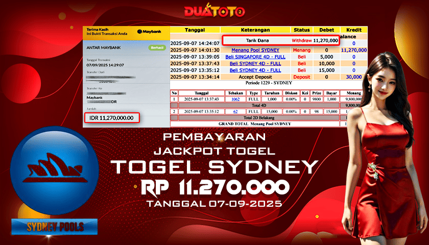 BUKTI PEMBAYARAN JACKPOT TOGEL SYDNEY 07-09-2025